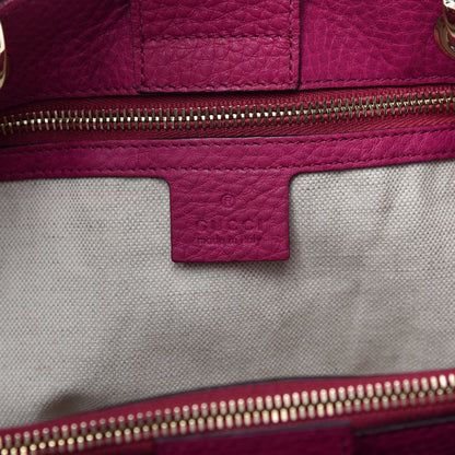 Gucci Pebbled Calfskin Medium Bamboo Shopper Tote Bright Bougainvillea 8 of 12