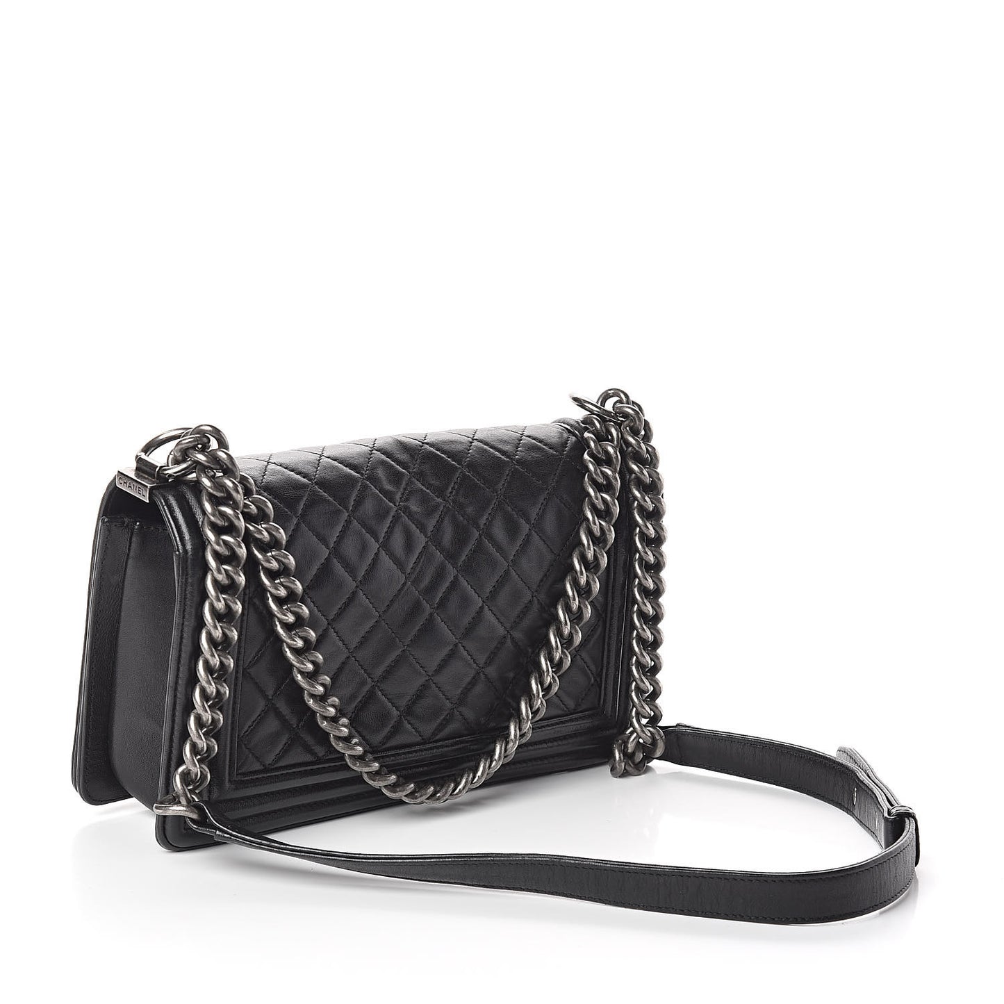 Lambskin Quilted Medium Boy Flap Black