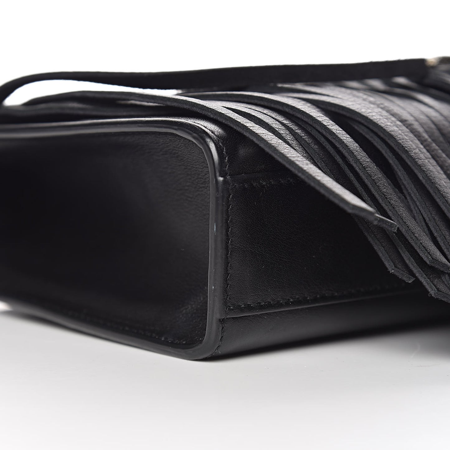 Calfskin Fringe Medium Snake Monogram Satchel Black