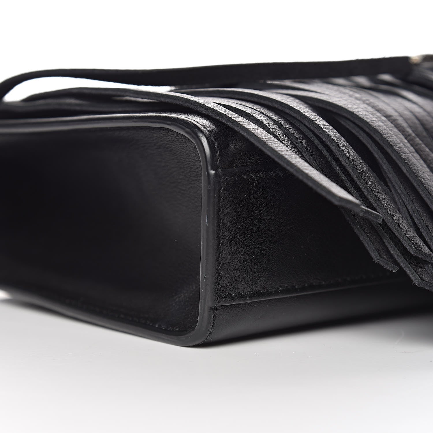 Saint Laurent Calfskin Fringe Medium Snake Monogram Satchel Black 5 of 9
