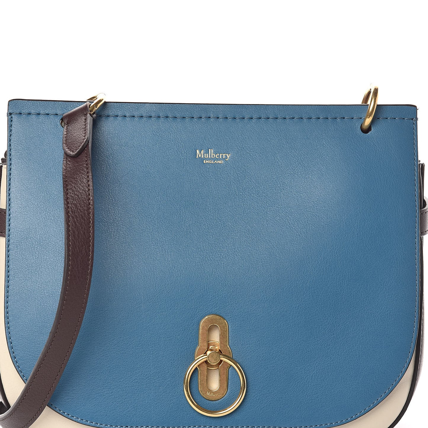 Silky Calfskin Amberley Satchel Metal Blue Chalk