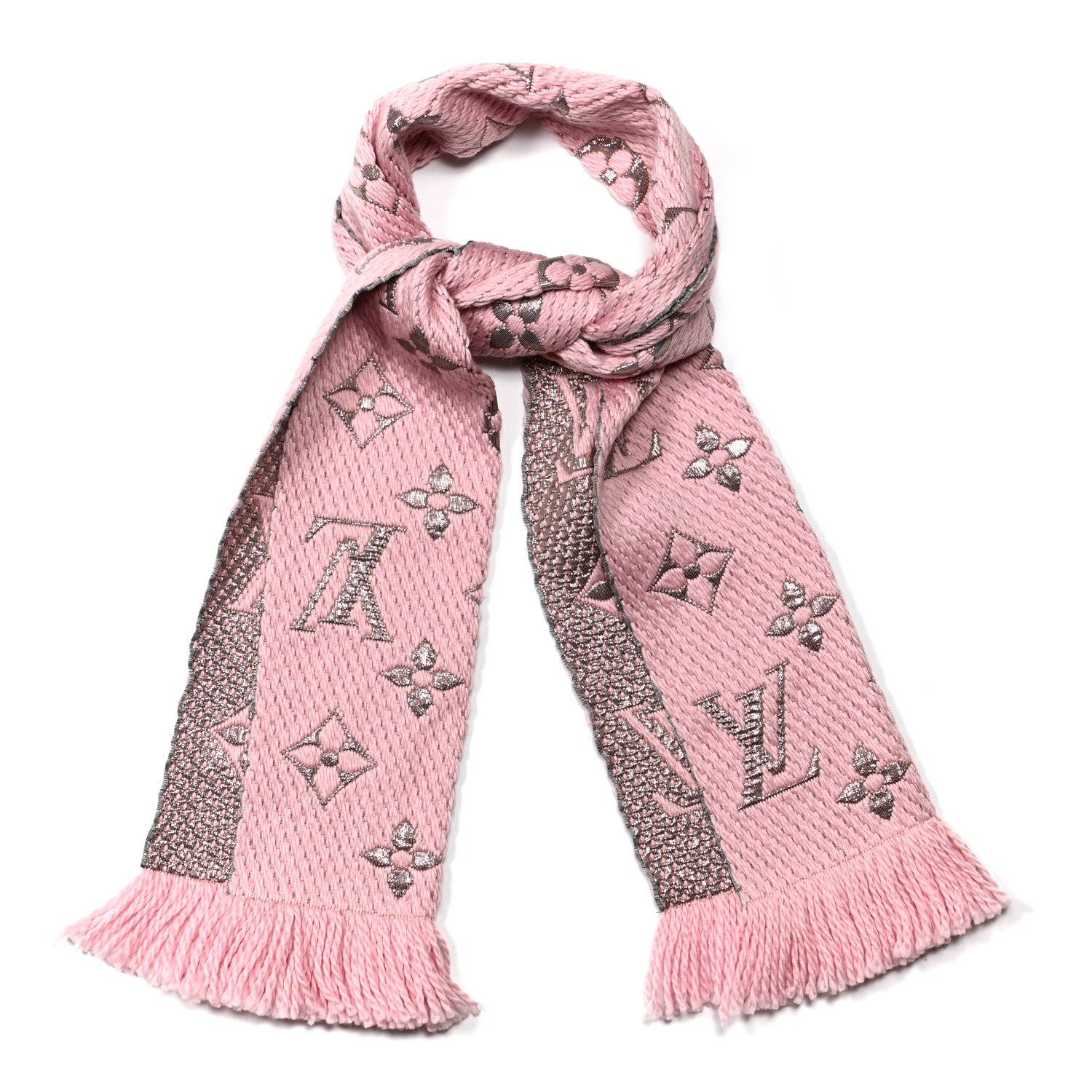 Louis Vuitton Wool Silk Logomania Shine Scarf Pink 1 of 3