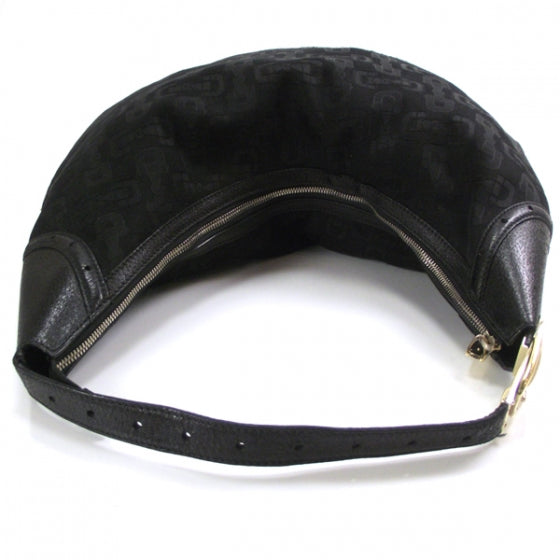 Canvas Horsebit Hobo Black