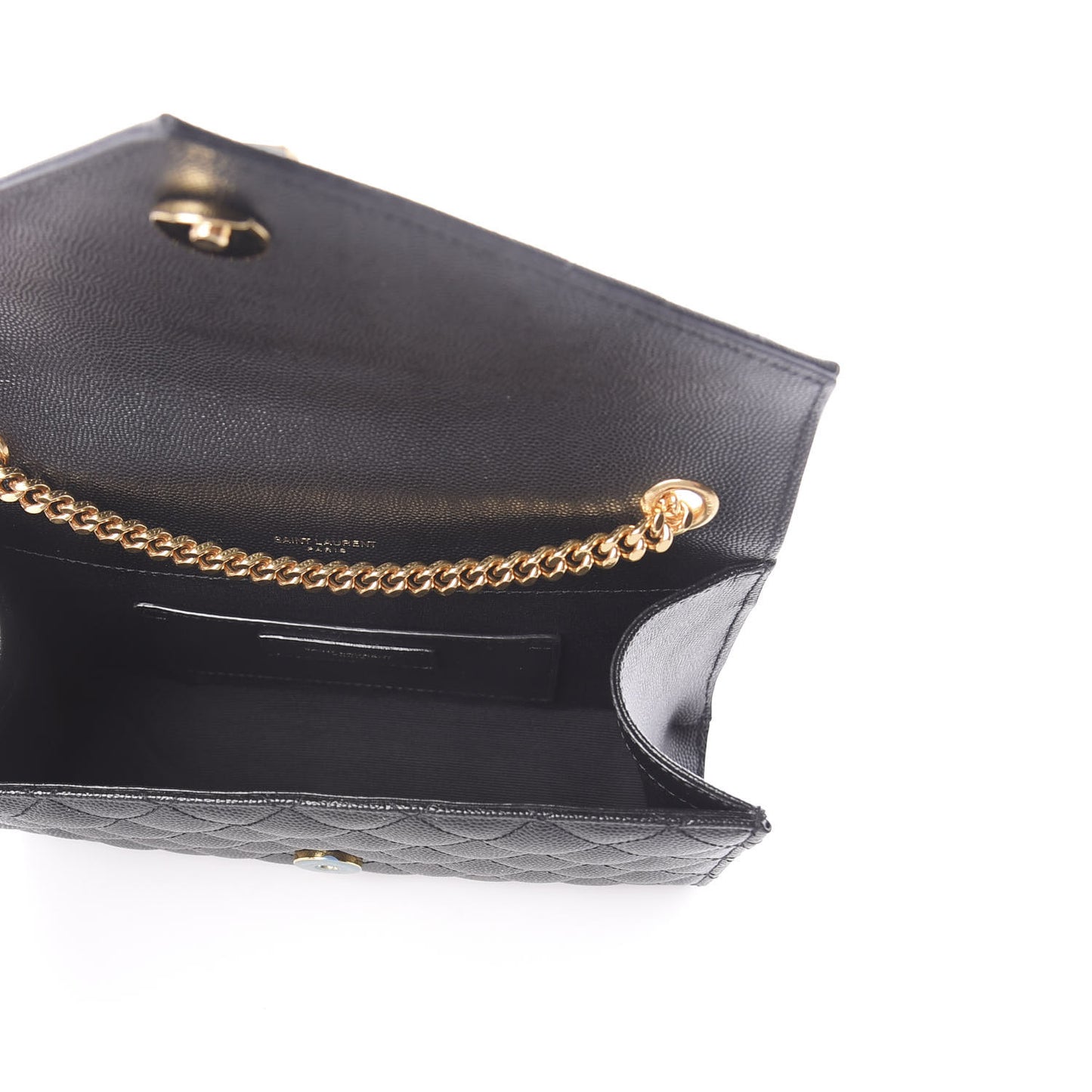 Grain De Poudre Textured Mixed Matelasse Triquilt Small Monogram Satchel Black