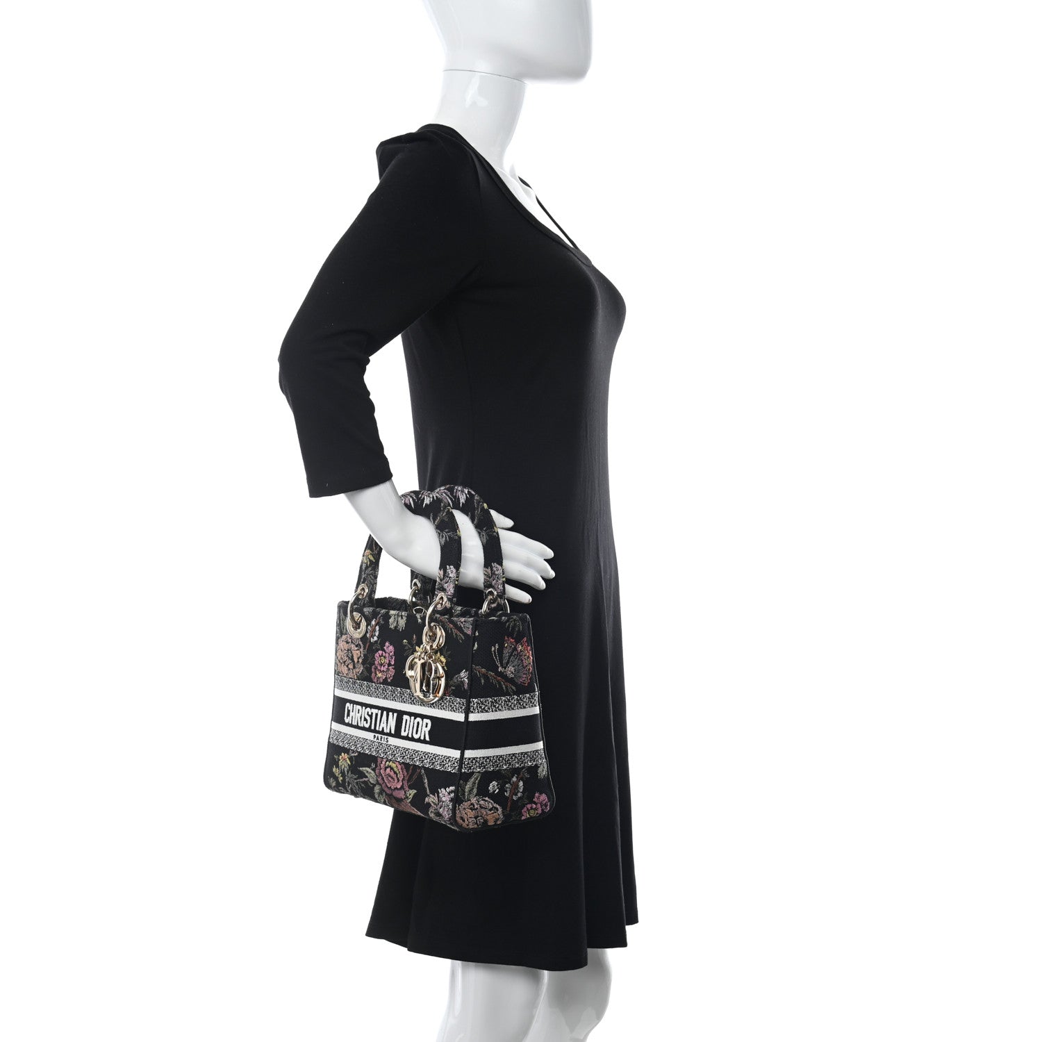 Christian Dior Canvas Embroidered Jardin Botanique Medium Lady D-Lite Black Multicolor 2 of 9