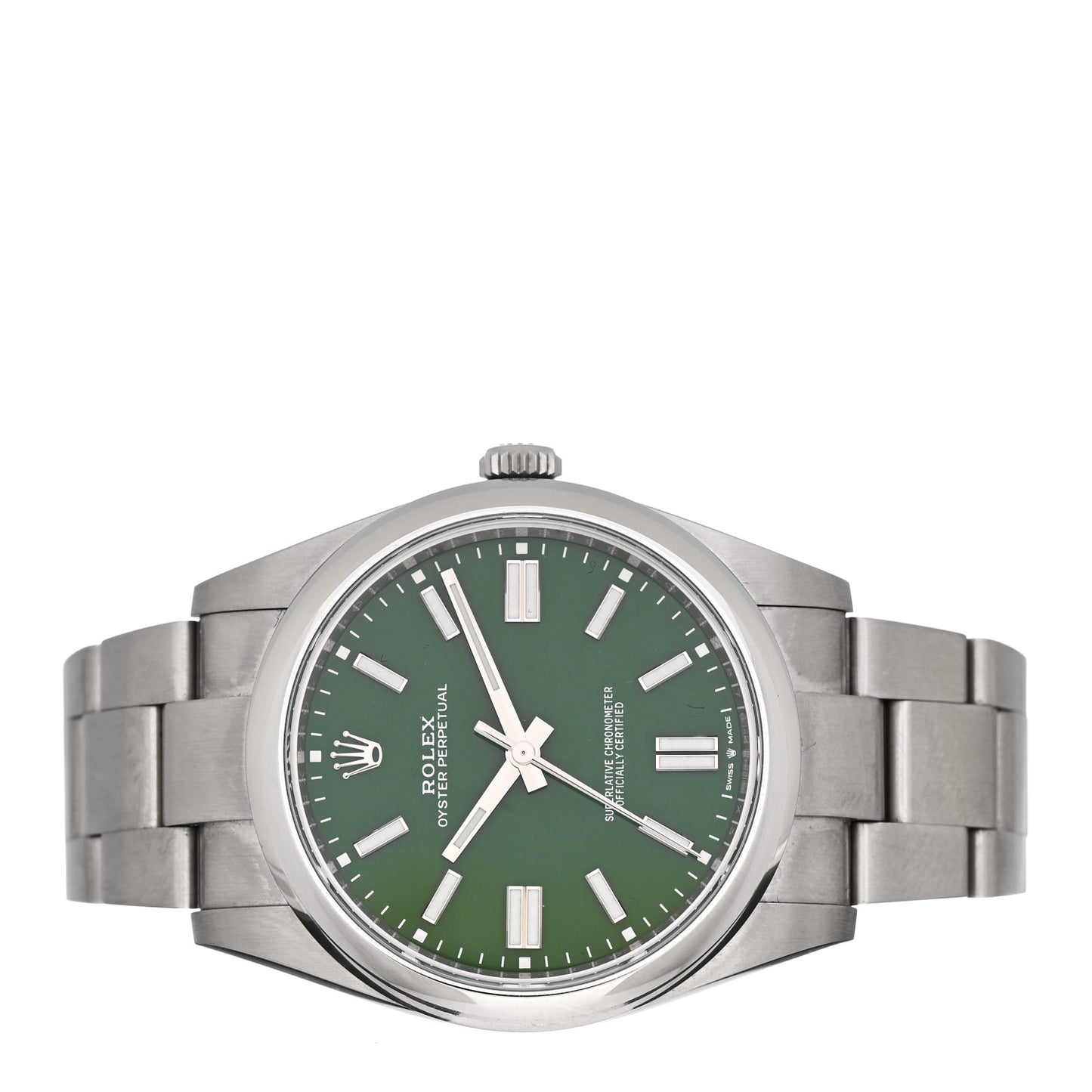 Stainless Steel 41mm Oyster Perpetual Watch Green 124300