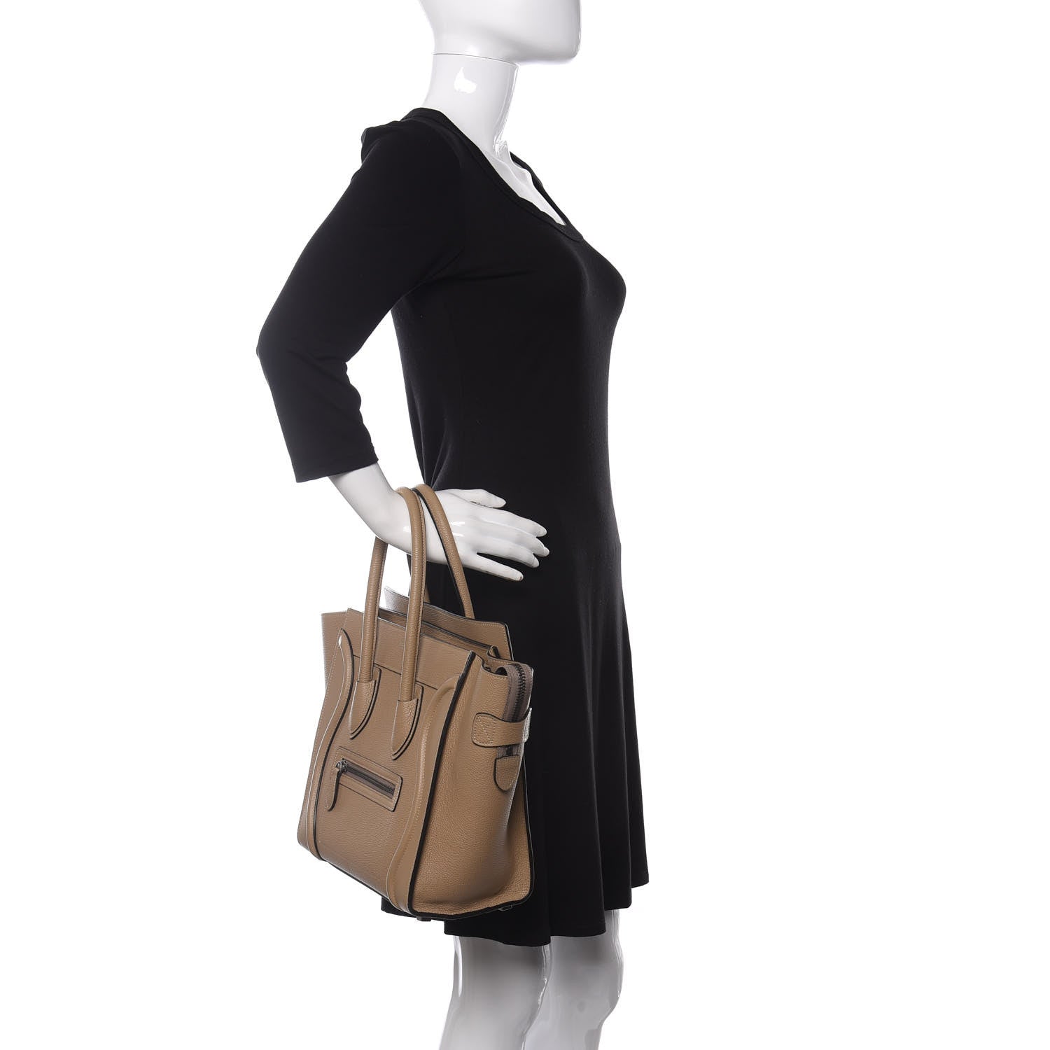 Celine Drummed Calfskin Micro Luggage Dune 2 of 14