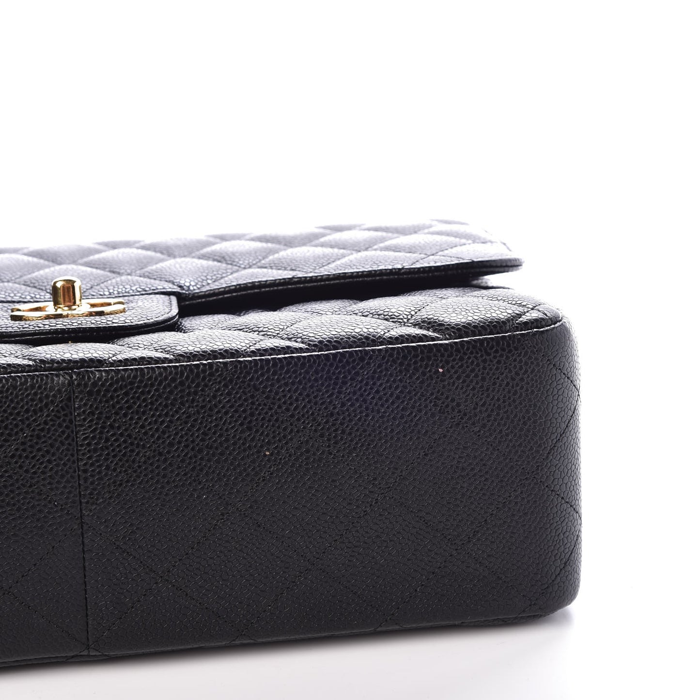 Caviar Quilted Jumbo Double Flap Black