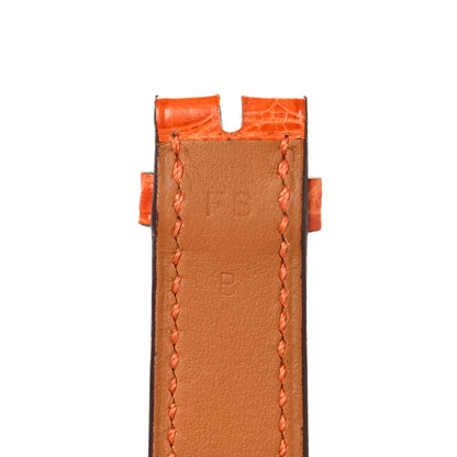 Hermes Shiny Alligator Single Tour Watch Strap Orange 12 of 12