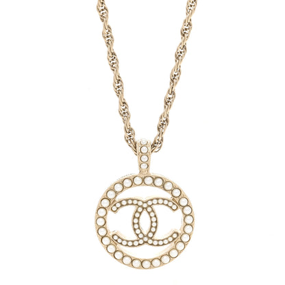 Chanel Pearl CC Round Pendant Necklace Gold 4 of 7