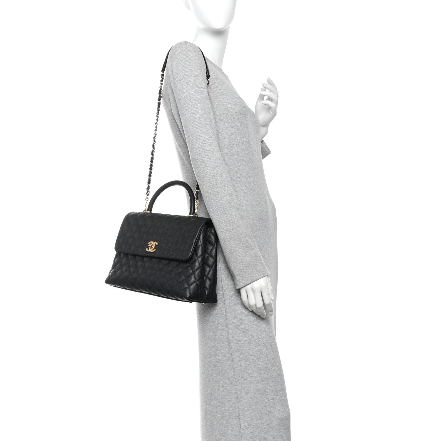 Chanel Caviar Quilted Medium Coco Handle Flap Black 2 of 10