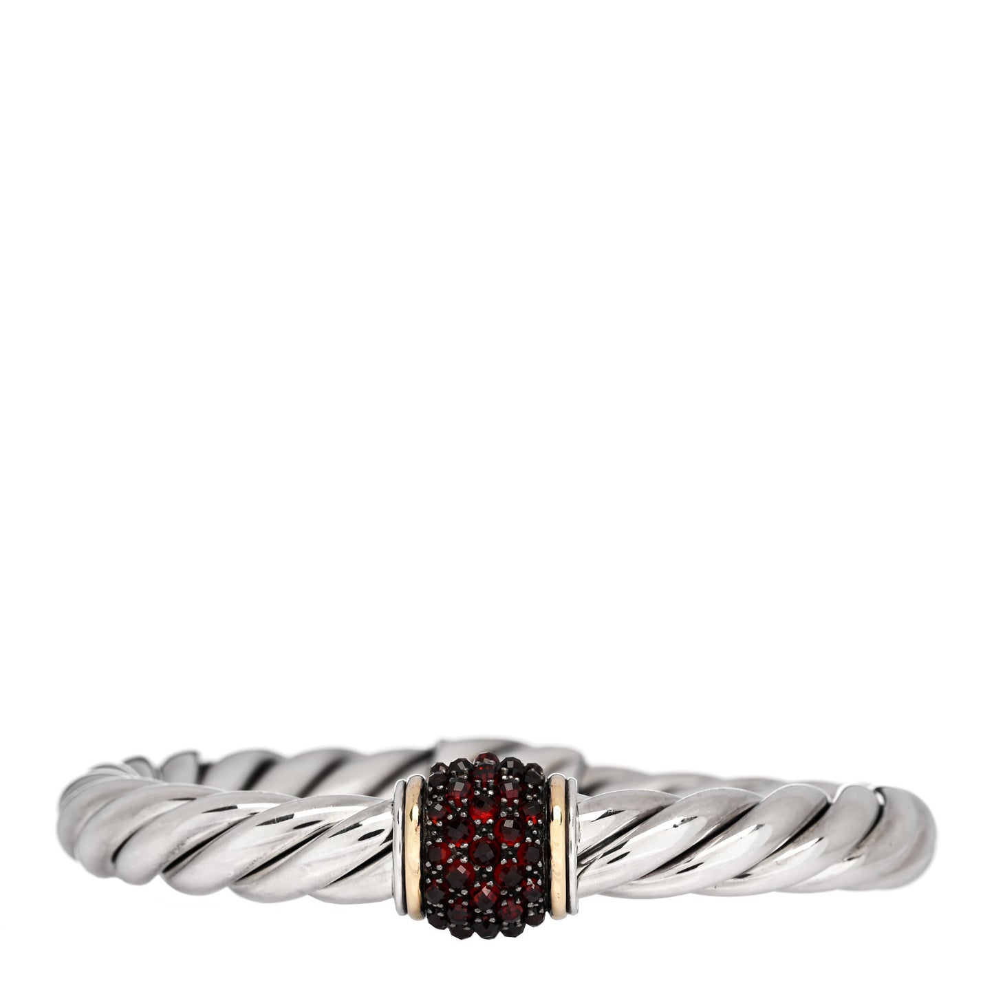 Sterling Silver 18K Yellow Gold Garnet Cable Berries Center Station Bracelet