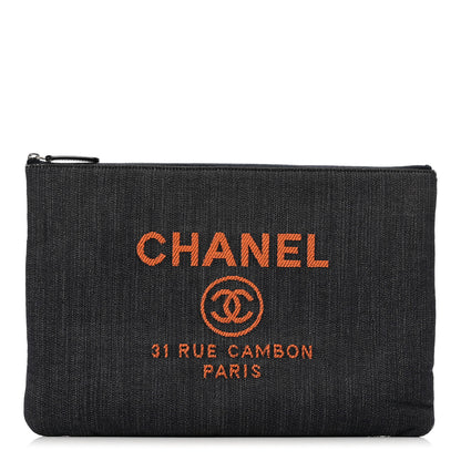 Chanel Denim Medium Deauville Cosmetic Blue Orange 2 of 9