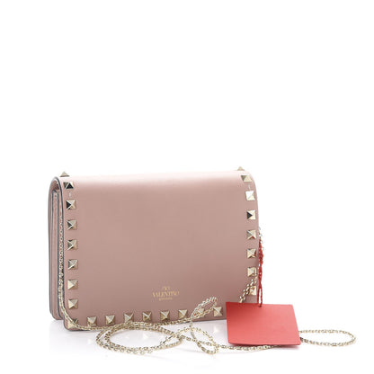 Valentino Garavani Vitello Rockstud Wallet on Chain Poudre 4 of 8