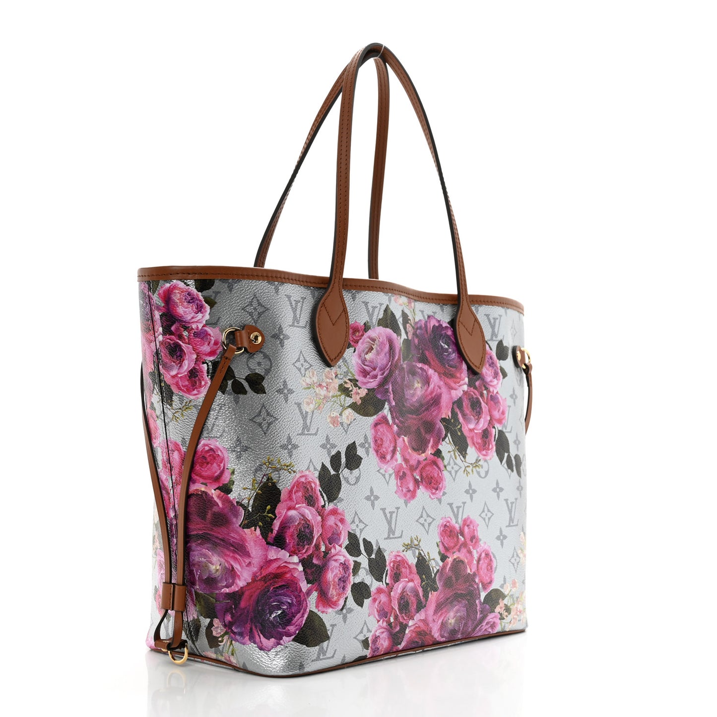 Metallic Monogram LV Garden Neverfull MM Silver