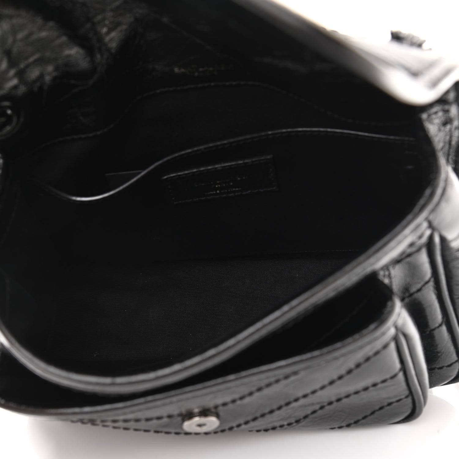 Saint Laurent Crinkled Calfskin Matelasse Monogram Baby Niki Chain Satchel Black 5 of 11