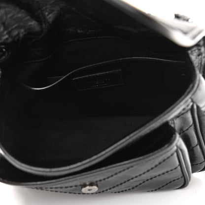 Saint Laurent Crinkled Calfskin Matelasse Monogram Baby Niki Chain Satchel Black 5 of 11