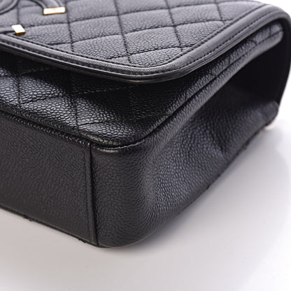 Chanel Caviar Quilted Medium CC Filigree Flap Black 9 of 10
