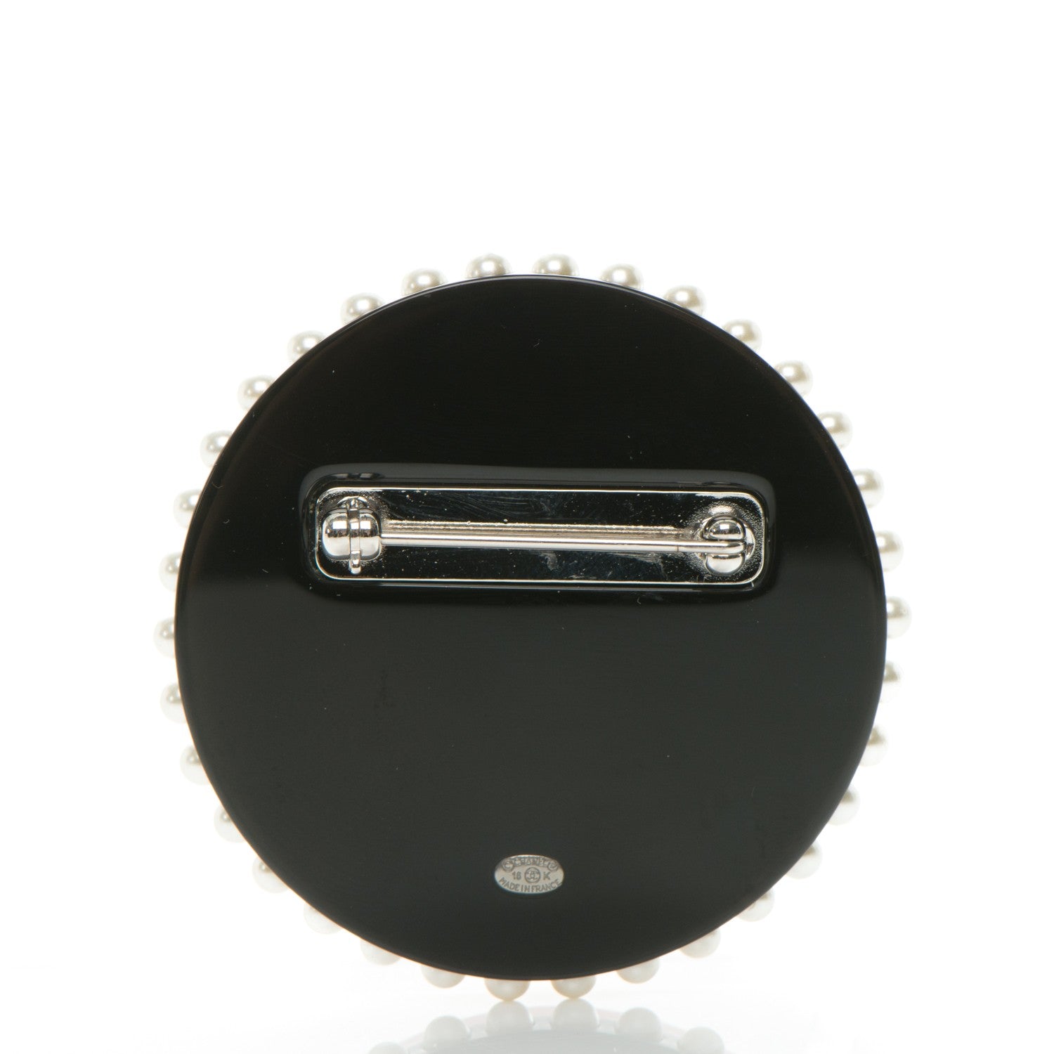 Chanel Metal Resin Pearl Emoji Brooch Silver Pink 3 of 5
