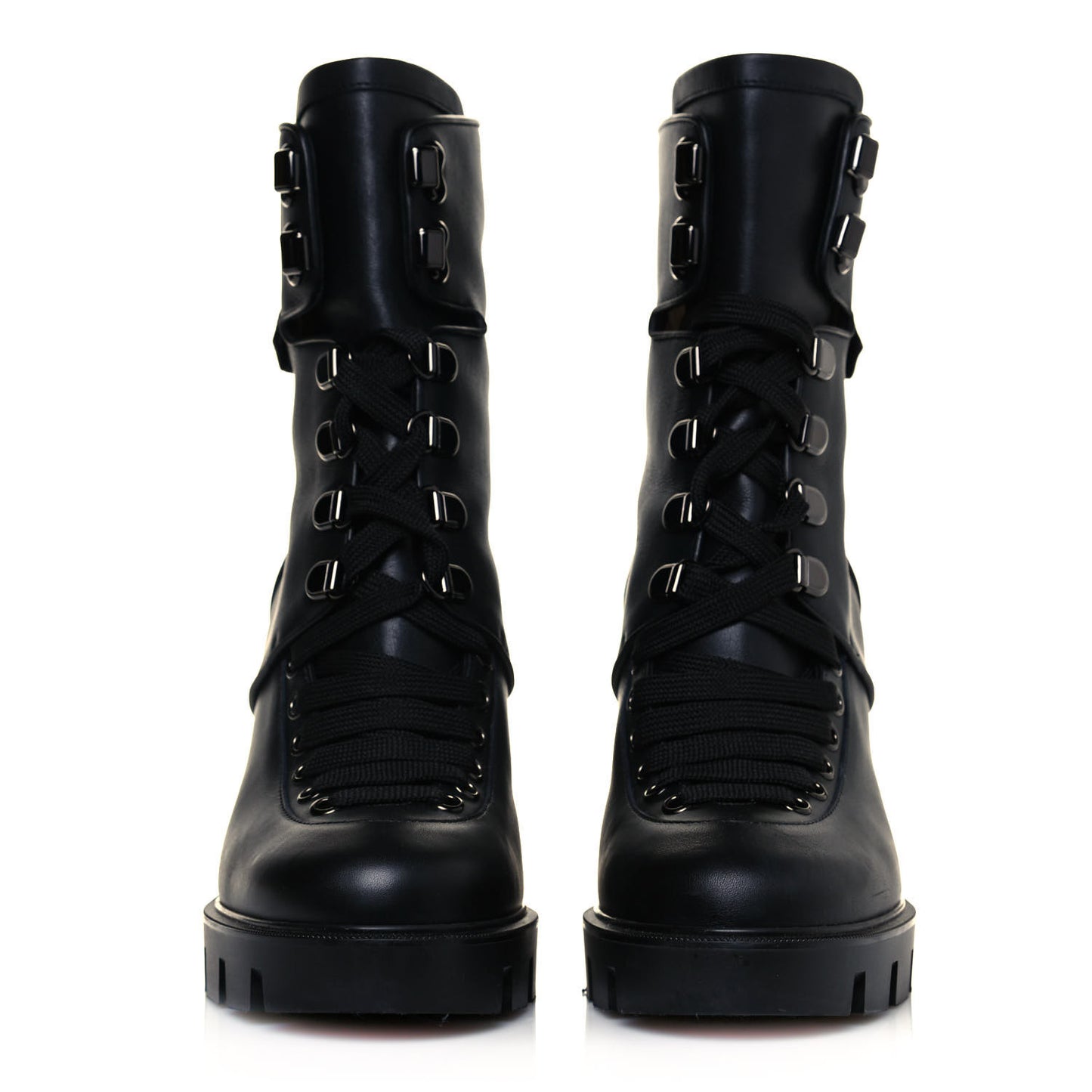 Calfskin Macademia 100 Combat Boots 38 Black