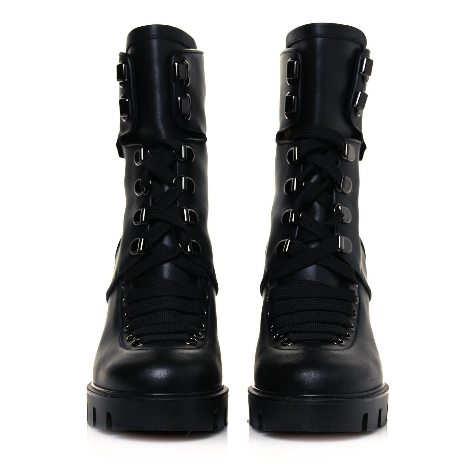 Christian Louboutin Calfskin Macademia 100 Combat Boots 38 Black 2 of 6