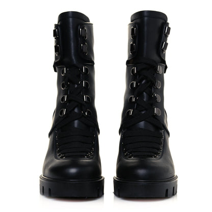 Christian Louboutin Calfskin Macademia 100 Combat Boots 38 Black 2 of 6