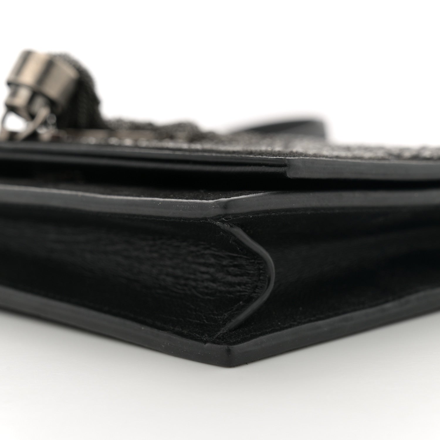 Saint Laurent Suede Bead Embellished Classic Monogram Kate Tassel Chain Wallet Black 10 of 11