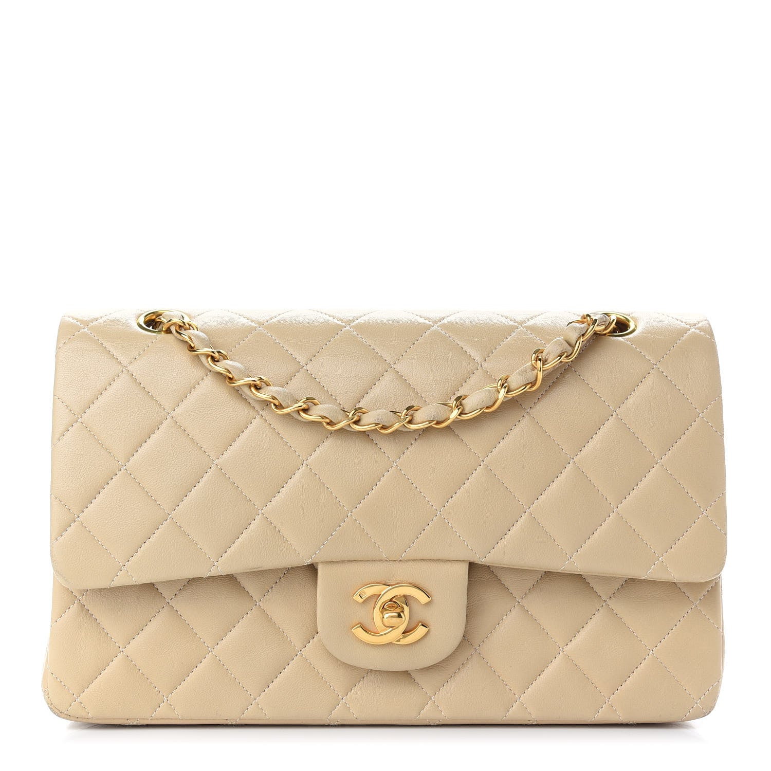 Chanel Lambskin Quilted Medium Double Flap Beige 1 of 12
