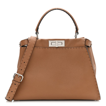 Fendi Cuoio Romano Selleria Bi-Color Medium Peekaboo Iconic Satchel Mou Deserto 1 of 11