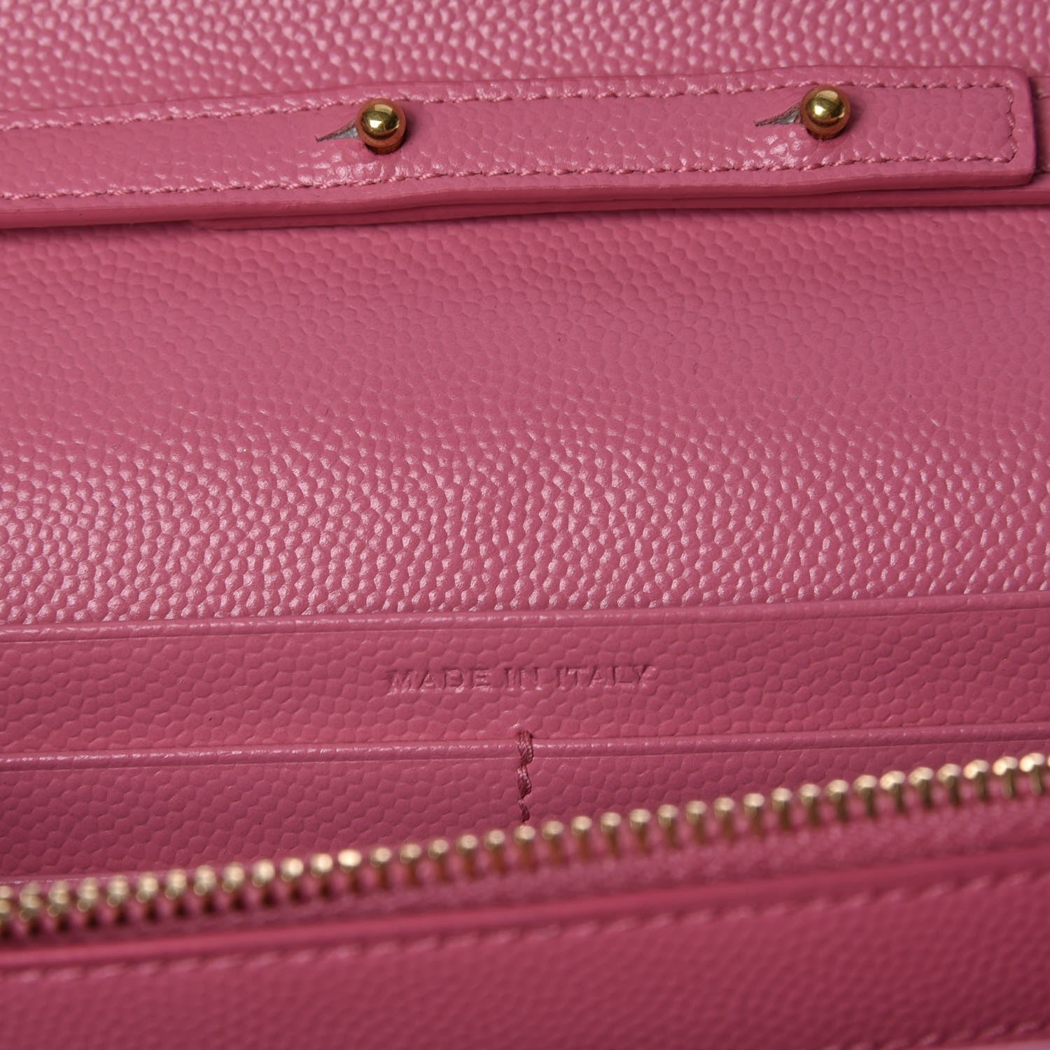Saint Laurent Grain De Poudre Matelasse Chevron Monogram Chain Wallet Indian Pink 6 of 7