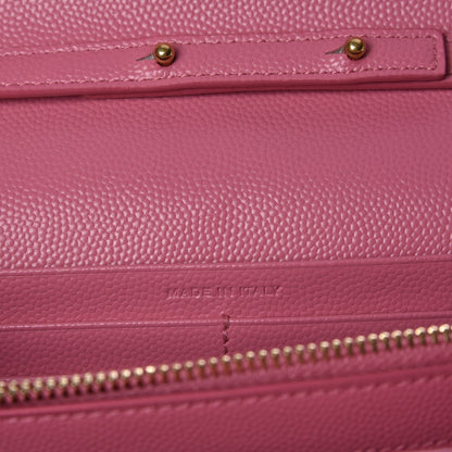 Saint Laurent Grain De Poudre Matelasse Chevron Monogram Chain Wallet Indian Pink 6 of 7