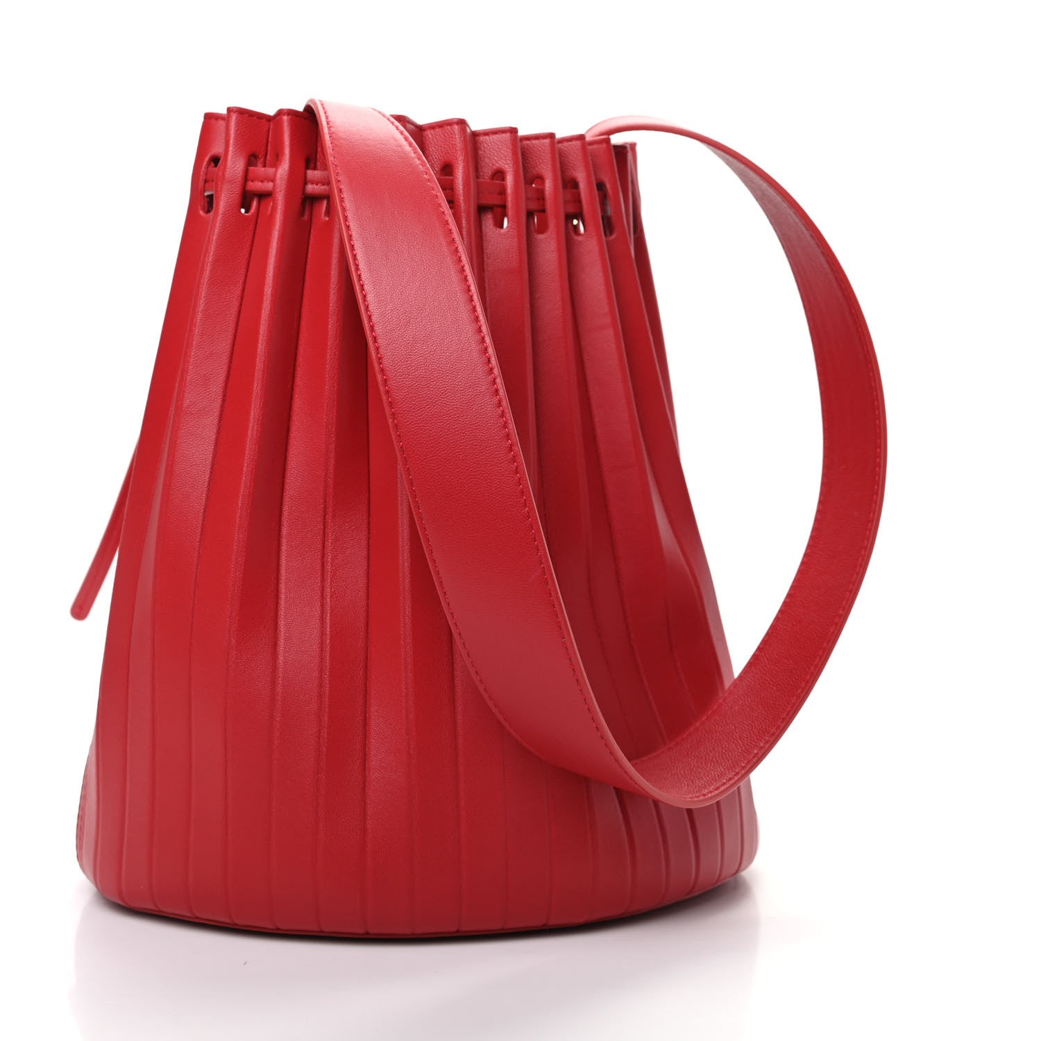 Mansur Gavriel Vegetable Tanned Calfskin Pleated Bucket Bag Fiesta 3 of 8