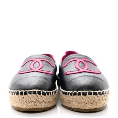 Chanel Lambskin CC Espadrilles 37 Navy Fuchsia Black 2 of 9