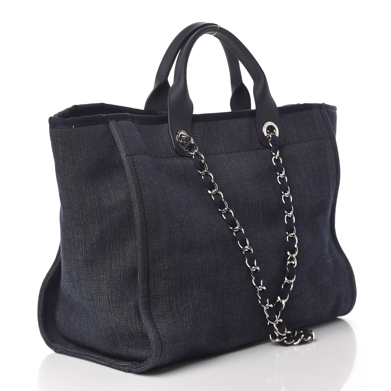Chanel Denim Large Deauville Tote Dark Blue 3 of 11