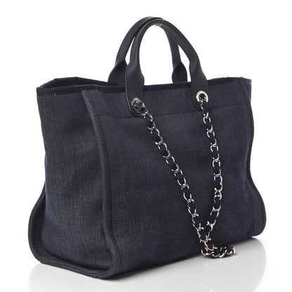 Chanel Denim Large Deauville Tote Dark Blue 3 of 11
