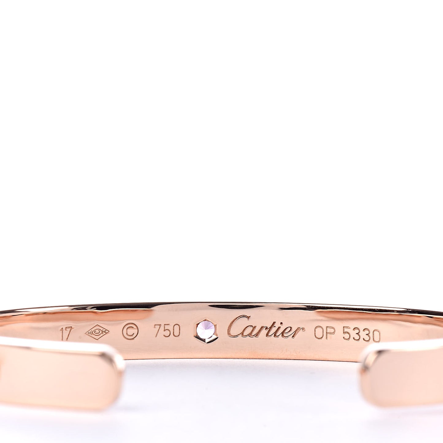 18K Pink Gold Pink Sapphire LOVE Cuff Bracelet 17