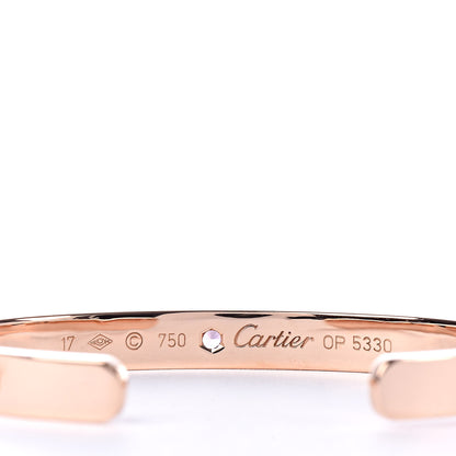 Cartier 18K Pink Gold Pink Sapphire LOVE Cuff Bracelet 17 4 of 5