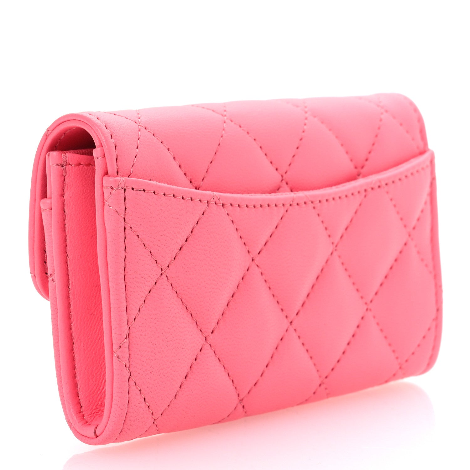 Chanel Lambskin Quilted Flap Card Holder Wallet Pink 3 of 12