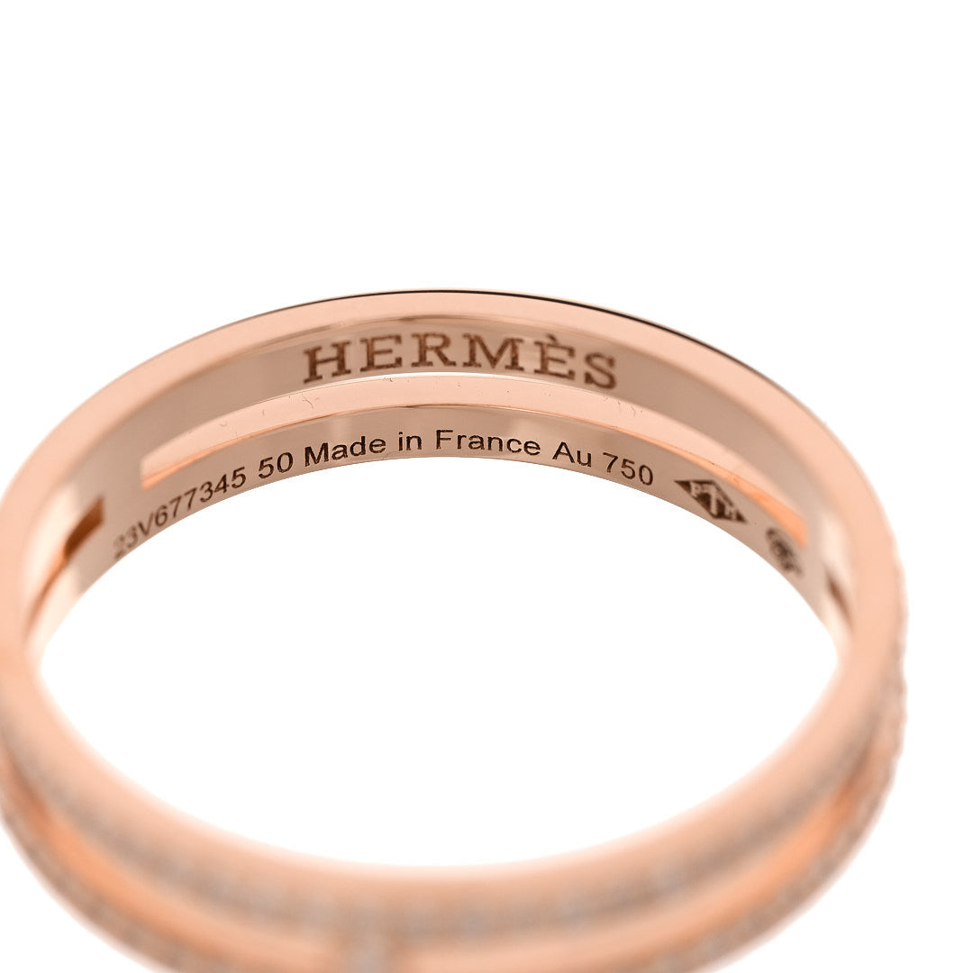 Hermes 18K White Gold Diamond PM d'Ancre Enchainee Ring 54 7 4 of 5