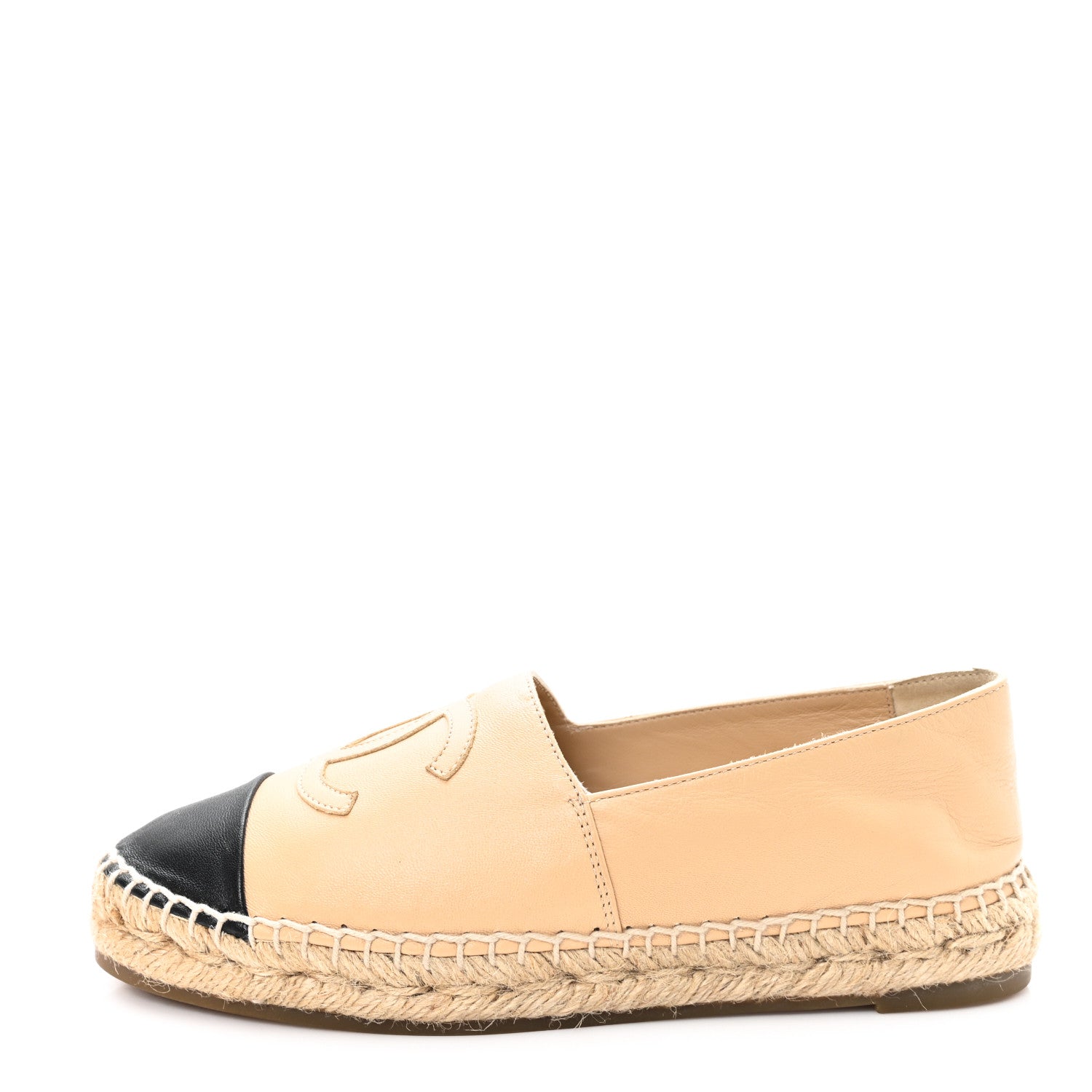 Chanel Lambskin CC Espadrilles 36 Beige Black 1 of 11