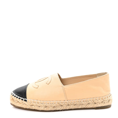 Chanel Lambskin CC Espadrilles 36 Beige Black 1 of 11