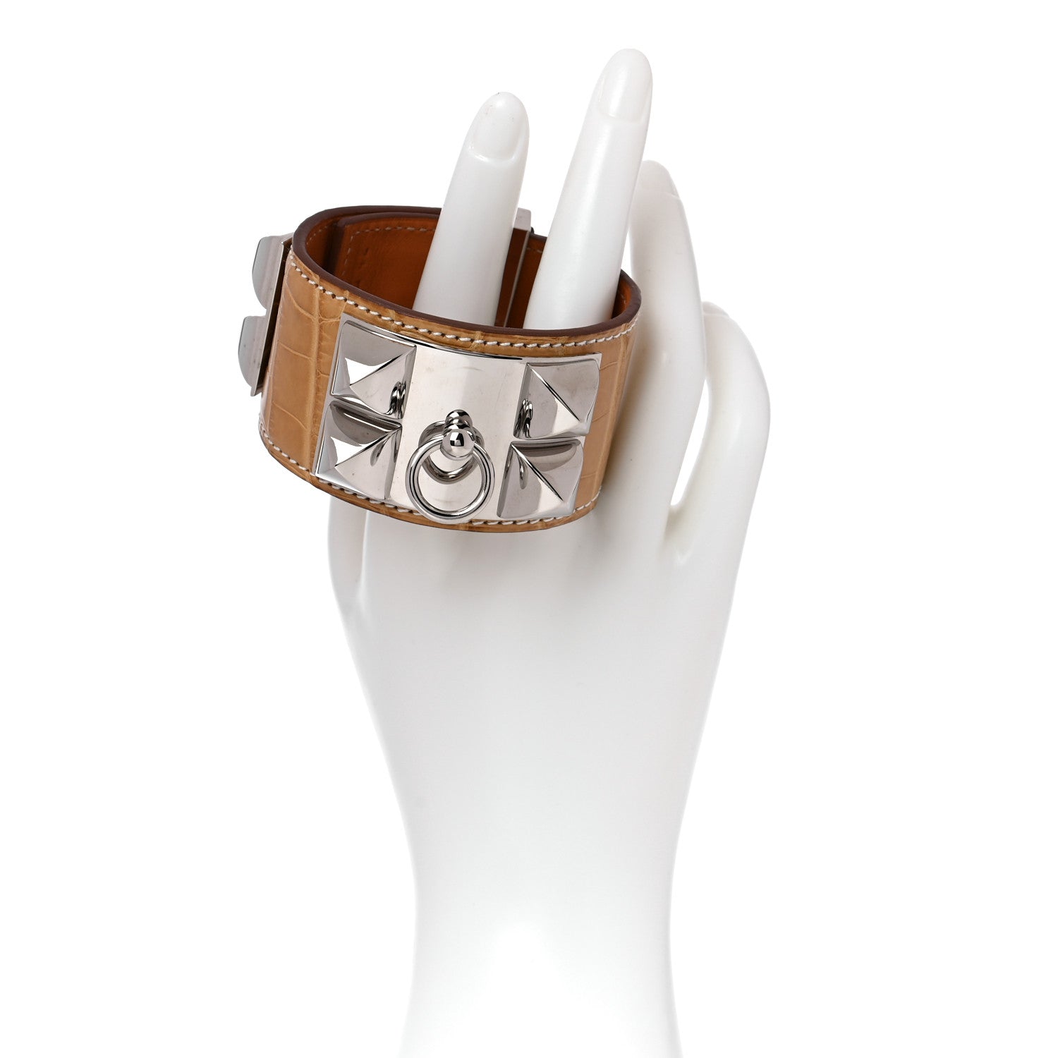 Hermes Matte Alligator Collier De Chien CDC Bracelet S Maize 2 of 5