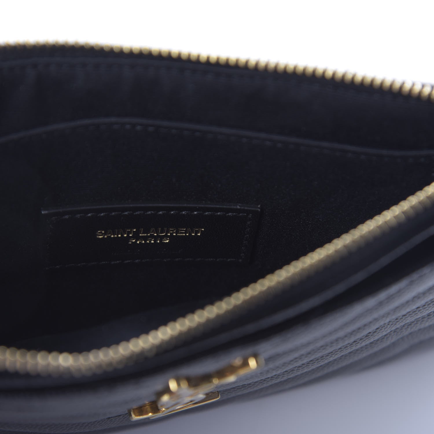 Saint Laurent Grain De Poudre Chevron Monogram Bill Pouch Black 9 of 11