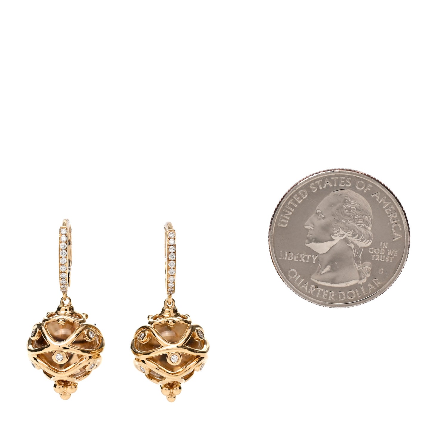 18K Yellow Gold Diamond Rock Crystal Theodora Earrings