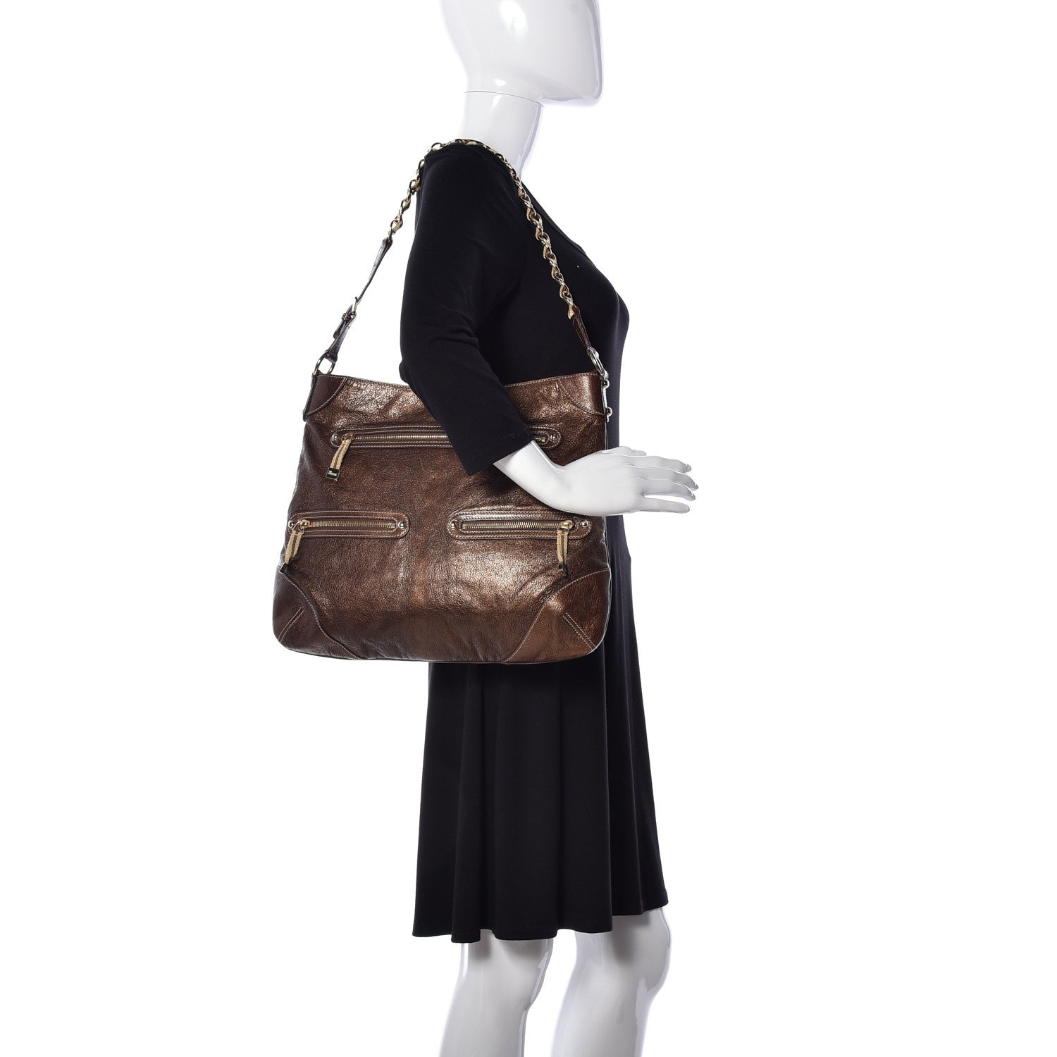 Gucci Metallic Calfskin Medium Capri Shoulder Bag Bronze 2 of 9