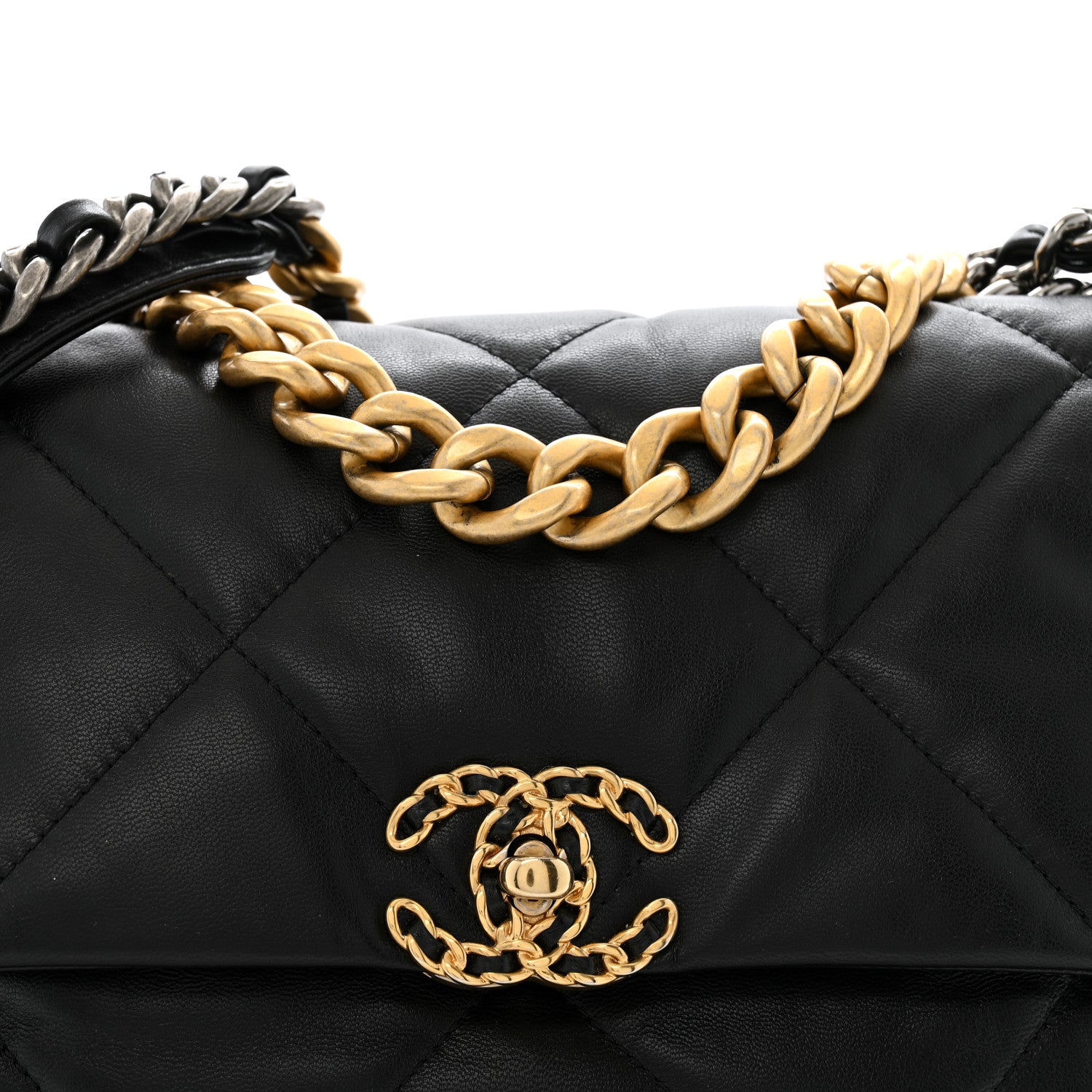 Chanel Goatskin Quilted Large Chanel 19 Flap Black 8 of 12