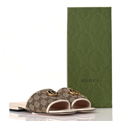 Gucci Monogram Matelasse Diagonal GG Marmont Flat Slide Sandals 36 Beige Ebony Mystic White 14 of 14