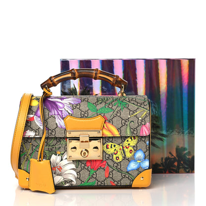Gucci GG Supreme Monogram Flora Small Padlock Bamboo Shoulder Bag Beige Multicolor Crop 11 of 11