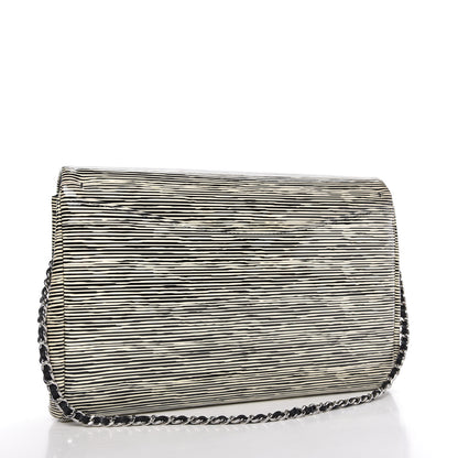 Chanel Patent Calfskin Striped Medium Double Flap Black 3 of 11