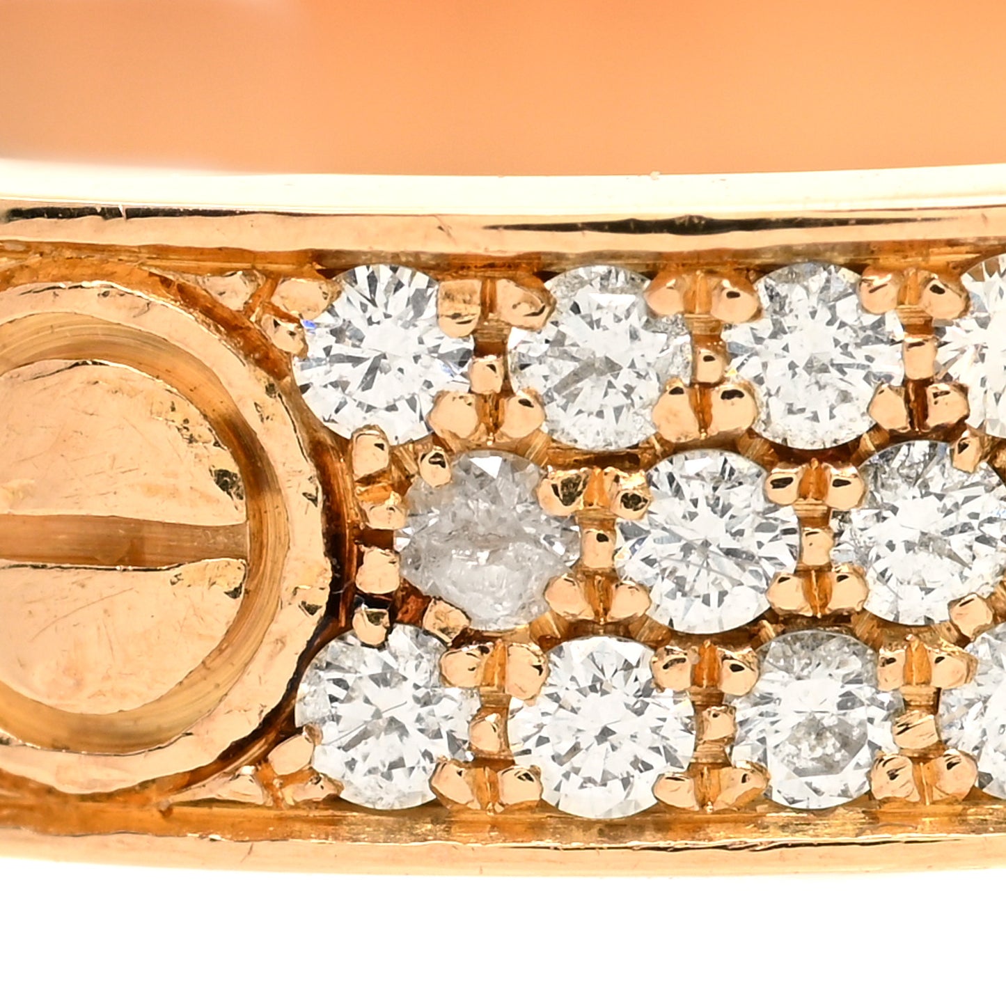 18K Pink Gold Diamond 4mm LOVE Wedding Paved Band Ring 50 5.25